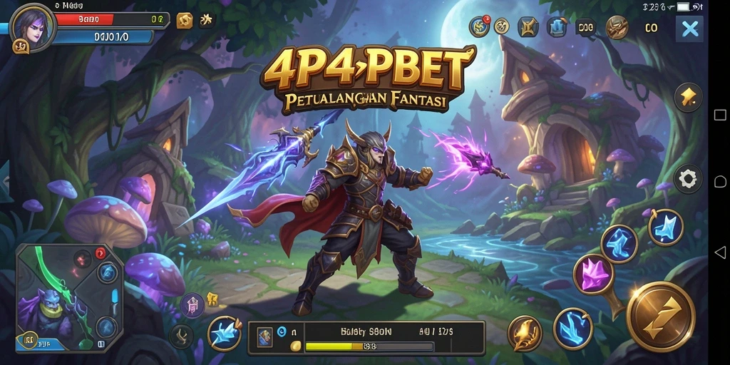 Screenshot utama gameplay 4P4PBET menampilkan karakter menjelajahi hutan misterius.