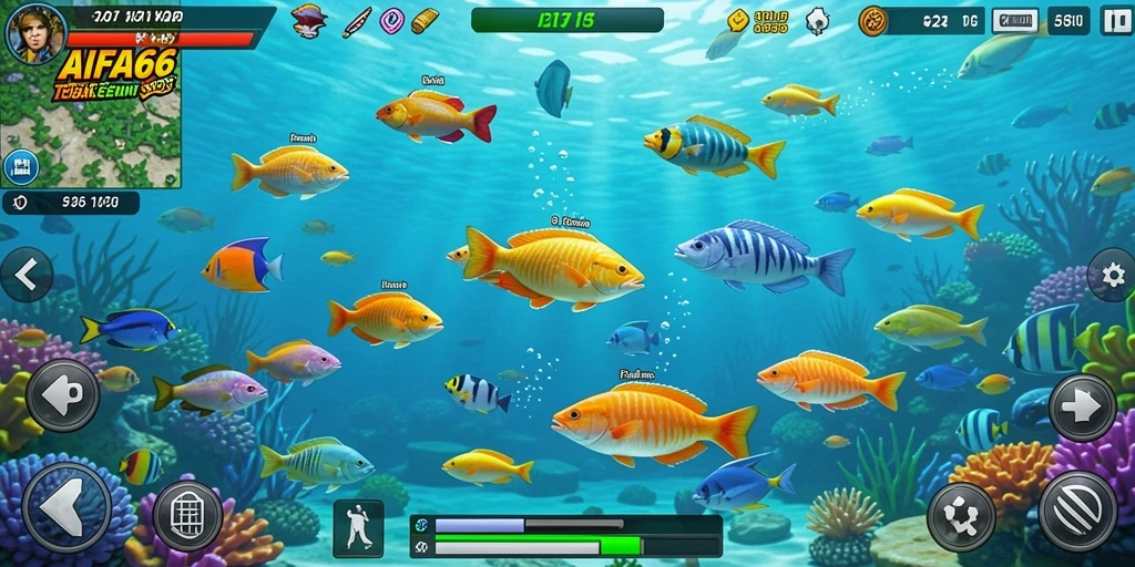 Tampilan gameplay AIFA66 saat menangkap ikan.