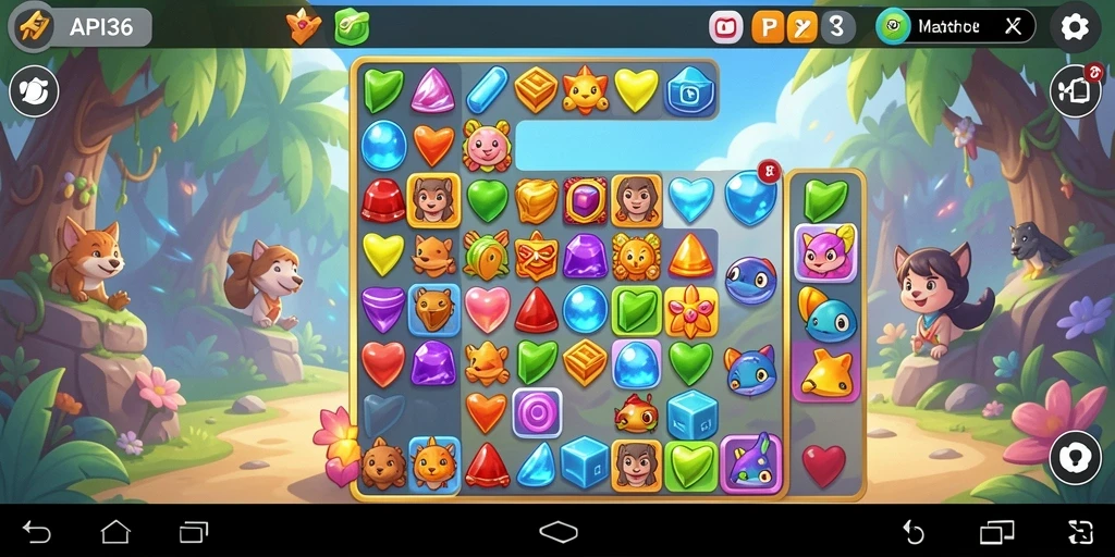 Tampilan gameplay seru dalam game Match-3 API36.