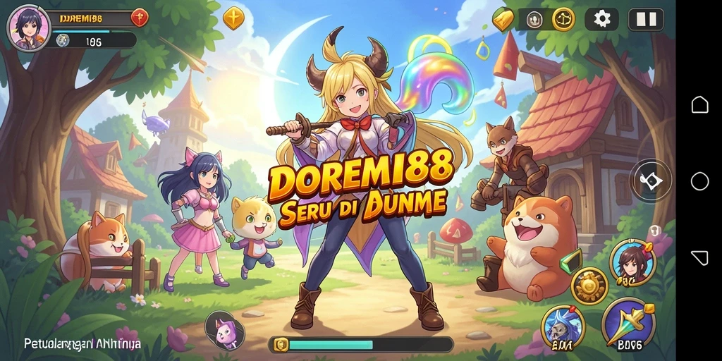 Screenshot utama DOREMI88 menampilkan karakter anime dalam aksi.