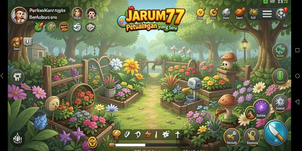 Tampilan menakjubkan dari gameplay berkebun di JARUM77.