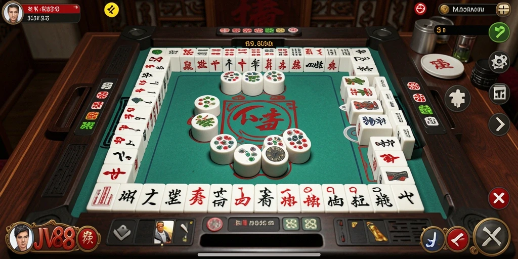 Tampilan gameplay Mahjong yang menarik di JV88.