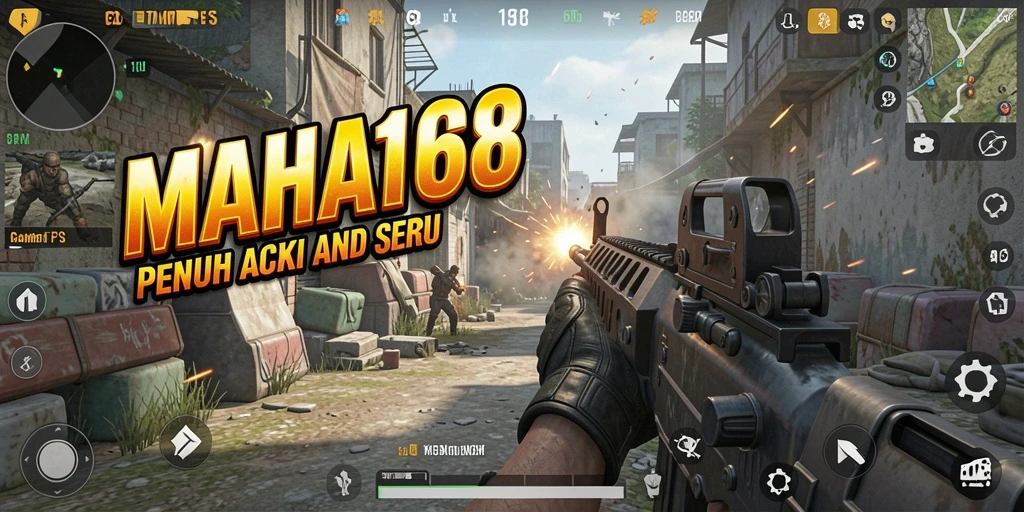 Screenshot MAHA168 menunjukkan aksi tembak-menembak yang mendebarkan di medan perang.