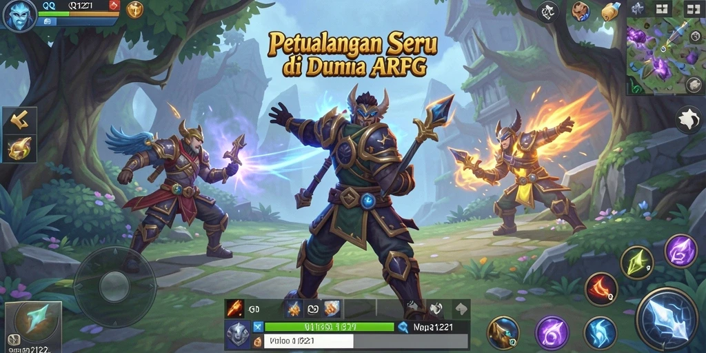 Screenshot QQ1221 menampilkan serangan hebat di medan pertempuran ARPG.