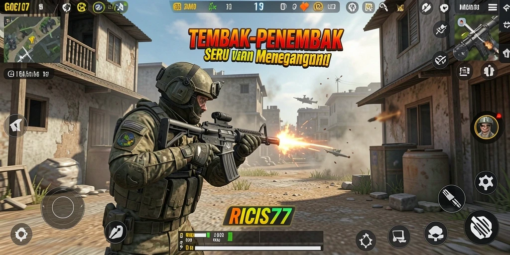 Screenshot RICIS77 menampilkan aksi seru dalam gameplay TPS.